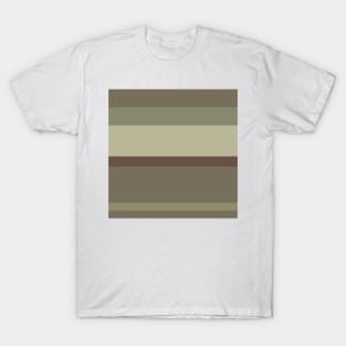 A magnificent bind of Purplish Brown, Pastel Brown, Camouflage Green, Putty and Artichoke stripes. T-Shirt